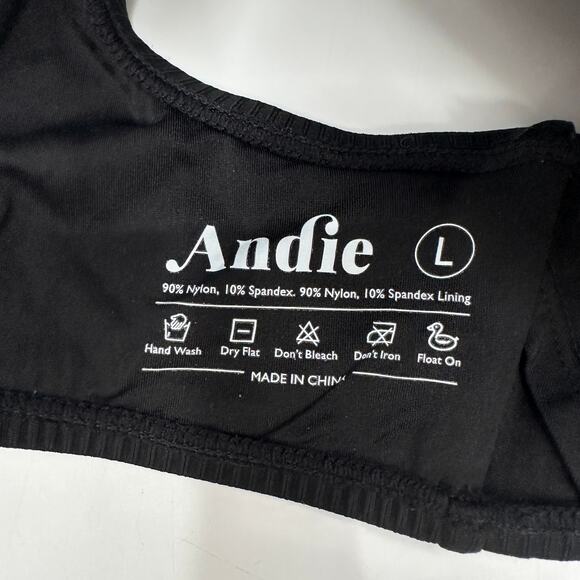 ANDIE SWIM NWT Wyndwood One Shoulder Rib Swim Bikini Top in Black // L - Picture 5 of 7